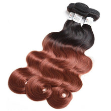 Load image into Gallery viewer, Luxury Peruvian #1b/33 Dark Auburn Ombre Body Wave Human Hair Extensions 10A
