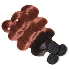 Load image into Gallery viewer, Luxury Peruvian #1b/33 Dark Auburn Ombre Body Wave Human Hair Extensions 10A
