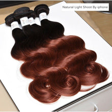 Load image into Gallery viewer, Luxury Peruvian #1b/33 Dark Auburn Ombre Body Wave Human Hair Extensions 10A
