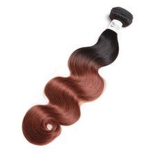 Load image into Gallery viewer, Luxury Peruvian #1b/33 Dark Auburn Ombre Body Wave Human Hair Extensions 10A
