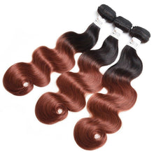 Load image into Gallery viewer, Luxury Peruvian #1b/33 Dark Auburn Ombre Body Wave Human Hair Extensions 10A

