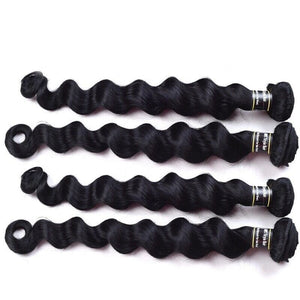 Luxury Jet Black #1 Loose Wave Brazilian Virgin Human Hair Extensions 7A Wavy