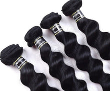 Load image into Gallery viewer, Luxury Jet Black #1 Loose Wave Brazilian Virgin Human Hair Extensions 7A Wavy
