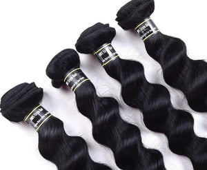 Luxury Jet Black #1 Loose Wave Brazilian Virgin Human Hair Extensions 7A Wavy