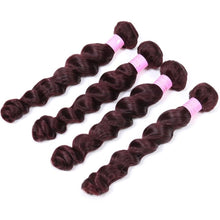 Load image into Gallery viewer, Luxury Peruvian Loose Wave Burgundy Red #99J Virgin Human Hair Extensions
