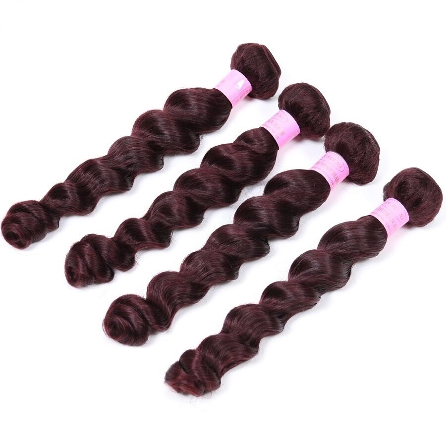 Luxury Peruvian Loose Wave Burgundy Red #99J Virgin Human Hair Extensions