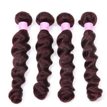 Load image into Gallery viewer, Luxury Peruvian Loose Wave Burgundy Red #99J Virgin Human Hair Extensions
