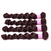 Load image into Gallery viewer, Luxury Peruvian Loose Wave Burgundy Red #99J Virgin Human Hair Extensions
