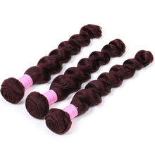 Load image into Gallery viewer, Luxury Peruvian Loose Wave Burgundy Red #99J Virgin Human Hair Extensions
