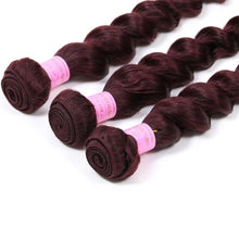 Load image into Gallery viewer, Luxury Peruvian Loose Wave Burgundy Red #99J Virgin Human Hair Extensions
