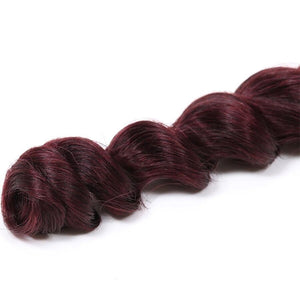 Luxury Peruvian Loose Wave Burgundy Red #99J Virgin Human Hair Extensions