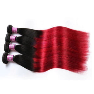 Luxury Peruvian Silky Straight Hot Red Ombre Virgin Human Hair Extensions