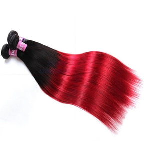 Luxury Peruvian Silky Straight Hot Red Ombre Virgin Human Hair Extensions