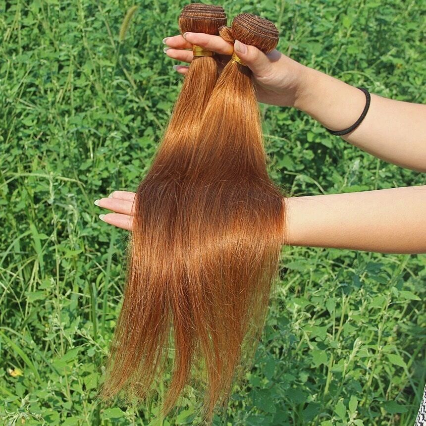 Luxury Silky Straight Brazilian Auburn #30 Virgin Human Hair Extensions 7A Weave