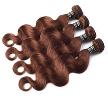 Load image into Gallery viewer, Luxury Body Wave Medium Chocolate Brown #4 Brazilian Virgin Human Hair Extensions
