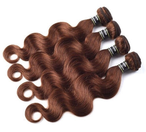 Luxury Body Wave Medium Chocolate Brown #4 Brazilian Virgin Human Hair Extensions
