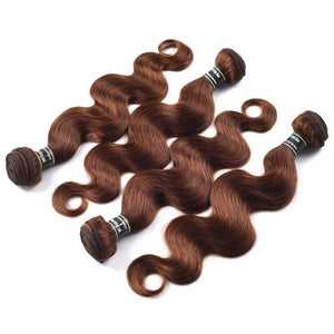 Luxury Body Wave Medium Chocolate Brown #4 Brazilian Virgin Human Hair Extensions