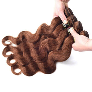 Luxury Body Wave Medium Chocolate Brown #4 Brazilian Virgin Human Hair Extensions