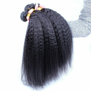 Luxury Kinky Straight Mongolian Virgin Human Hair Extensions 7A Weave Weft