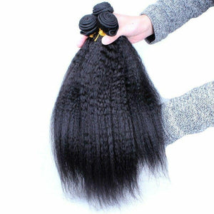 Luxury Kinky Straight Mongolian Virgin Human Hair Extensions 7A Weave Weft
