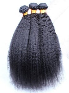 Luxury Kinky Straight Mongolian Virgin Human Hair Extensions 7A Weave Weft