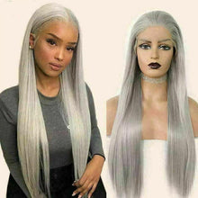 Load image into Gallery viewer, Luxury Remy Light Silver Grey Gray 100% Human Hair Swiss 13x4 Lace Front Glueless Wig Colouful U-Part or Full Lace Upgrade Available
