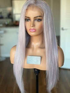 READY TO SHIP Luxury 22” 150% 13x4 Lace Front Light Grey Gray Wig Human Hair Swiss Glueless Sale