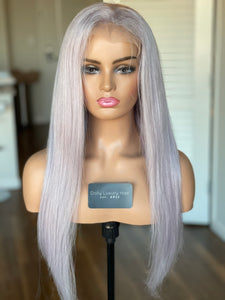 READY TO SHIP Luxury 22” 150% 13x4 Lace Front Light Grey Gray Wig Human Hair Swiss Glueless Sale