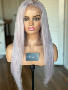 READY TO SHIP Luxury 22” 150% 13x4 Lace Front Light Grey Gray Wig Human Hair Swiss Glueless Sale
