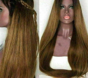 Luxury Remy Ombre Ash Brown 100% Human Hair Swiss 13x4 Lace Front Glueless Wig Auburn #1B/30 U-Part, 360 or Full Lace Upgrade Available