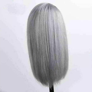 Luxury Brazilian Ombre Silver Grey Gray Bob 100% Human Hair Swiss 13x4 Lace Front Glueless Wig Colouful U-Part or Full Lace Upgrade Available