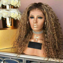 Load image into Gallery viewer, Luxury Curly Wavy Ash Honey Golden Blonde 100% Human Hair Swiss 13x4 Lace Front Glueless Wig U-Part, 360 or Full Lace Upgrade Available
