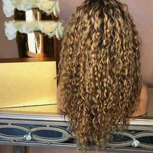 Load image into Gallery viewer, Luxury Curly Wavy Ash Honey Golden Blonde 100% Human Hair Swiss 13x4 Lace Front Glueless Wig U-Part, 360 or Full Lace Upgrade Available
