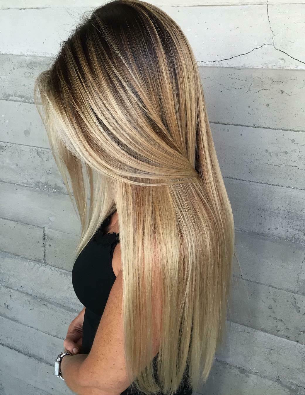 Luxury Golden Blonde Balayage Highlight Shadow Root 100% Human