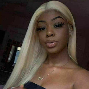 Luxury Platinum Blonde #613 Human Hair Swiss 13x4 Lace Front Glueless Wig Human Straight U-Part, 360 or Full Lace Upgrade Available