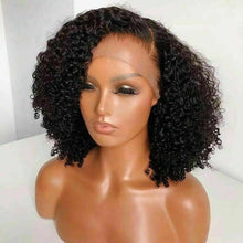 Load image into Gallery viewer, Luxury Remy Kinky Curly Black 100% Human Hair Swiss 13x4 Lace Front Glueless Wig #1B U-Part, 360 or Full Lace Upgrade Available
