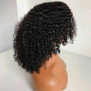 Luxury Remy Kinky Curly Black 100% Human Hair Swiss 13x4 Lace Front Glueless Wig #1B U-Part, 360 or Full Lace Upgrade Available