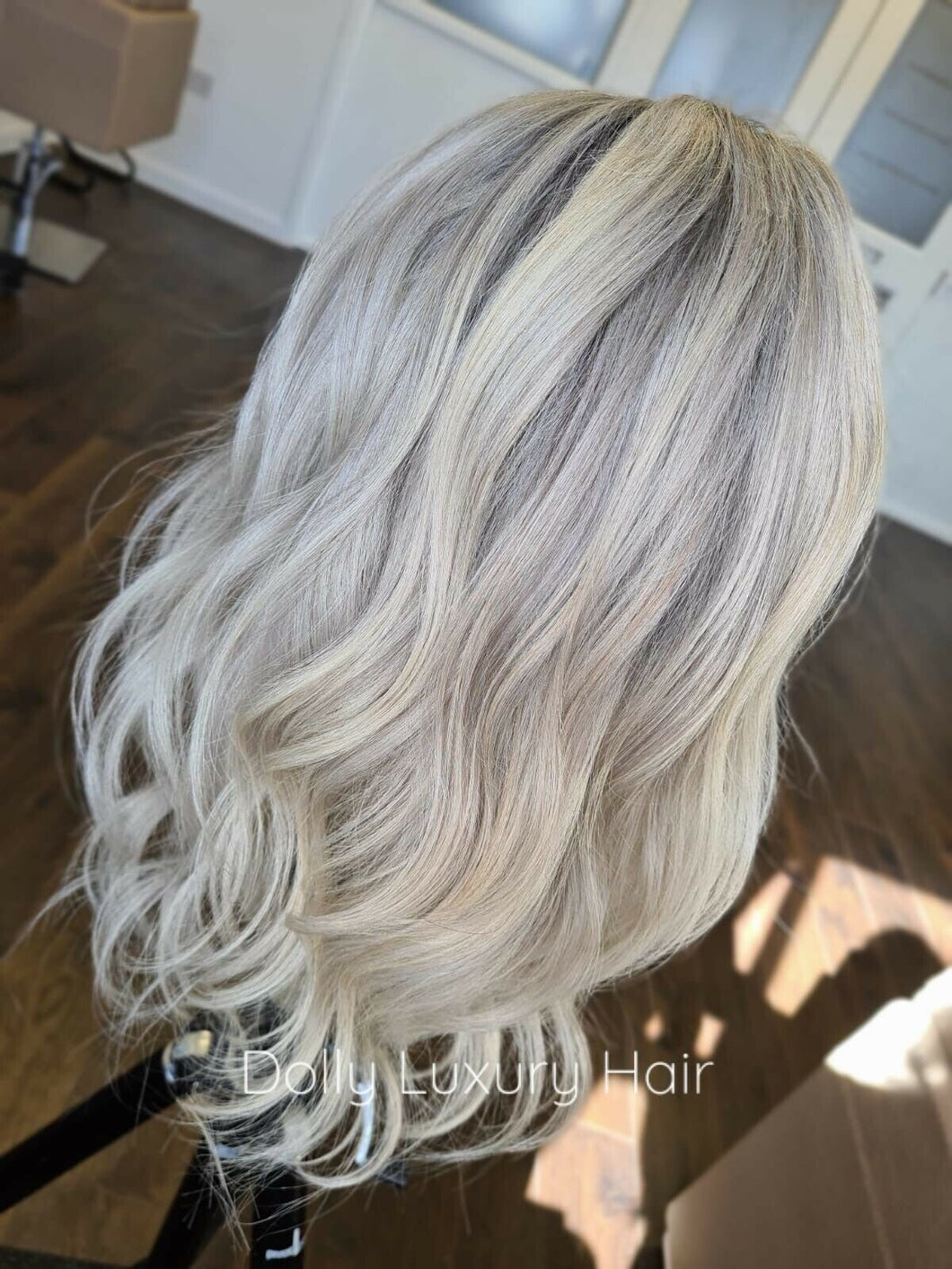 Luxury Light Ash Platinum Blonde Balayage Highlight 100% Human Hair Swiss 13x4 Lace Front Glueless Wig U-Part, 360 or Full Lace Upgrade Available