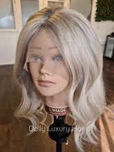 Load image into Gallery viewer, Luxury Light Ash Platinum Blonde Balayage Highlight 100% Human Hair Swiss 13x4 Lace Front Glueless Wig U-Part, 360 or Full Lace Upgrade Available
