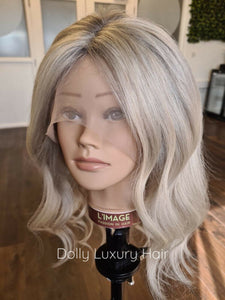 Luxury Light Ash Platinum Blonde Balayage Highlight 100% Human Hair Swiss 13x4 Lace Front Glueless Wig U-Part, 360 or Full Lace Upgrade Available