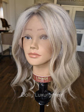 Load image into Gallery viewer, Luxury Light Ash Platinum Blonde Balayage Highlight 100% Human Hair Swiss 13x4 Lace Front Glueless Wig U-Part, 360 or Full Lace Upgrade Available
