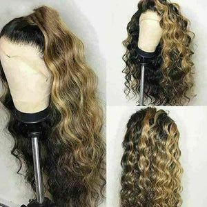 Luxury Curly Wavy Ash Honey Golden Blonde 100% Human Hair Swiss 13x4 Lace Front Glueless Wig U-Part, 360 or Full Lace Upgrade Available