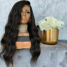 Load image into Gallery viewer, Luxury Wavy Body Wave Black #1B Black 100% Human Hair Swiss 13x4 Lace Front Glueless Wig U-Part, 360 or Full Lace Upgrade Available
