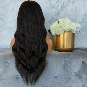 Luxury Wavy Body Wave Black #1B Black 100% Human Hair Swiss 13x4 Lace Front Glueless Wig U-Part, 360 or Full Lace Upgrade Available