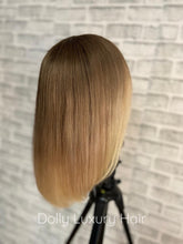 Load image into Gallery viewer, ELIANA | Luxe Golden Blonde Balayage Human Hair Swiss 13x4 Lace Front Glueless Wig  Bleached Knots Transparent Lace Full Lace Upgrade Available
