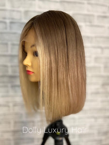 ELIANA | Luxe Golden Blonde Balayage Human Hair Swiss 13x4 Lace Front Glueless Wig  Bleached Knots Transparent Lace Full Lace Upgrade Available