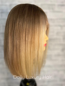 ELIANA | Luxe Golden Blonde Balayage Human Hair Swiss 13x4 Lace Front Glueless Wig  Bleached Knots Transparent Lace Full Lace Upgrade Available