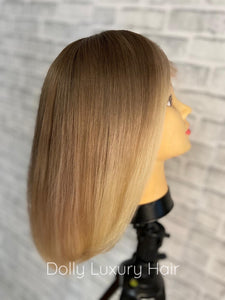 ELIANA | Luxe Golden Blonde Balayage Human Hair Swiss 13x4 Lace Front Glueless Wig  Bleached Knots Transparent Lace Full Lace Upgrade Available