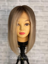 Load image into Gallery viewer, ELIANA | Luxe Golden Blonde Balayage Human Hair Swiss 13x4 Lace Front Glueless Wig  Bleached Knots Transparent Lace Full Lace Upgrade Available
