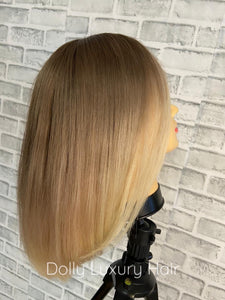 ELIANA | Luxe Golden Blonde Balayage Human Hair Swiss 13x4 Lace Front Glueless Wig  Bleached Knots Transparent Lace Full Lace Upgrade Available